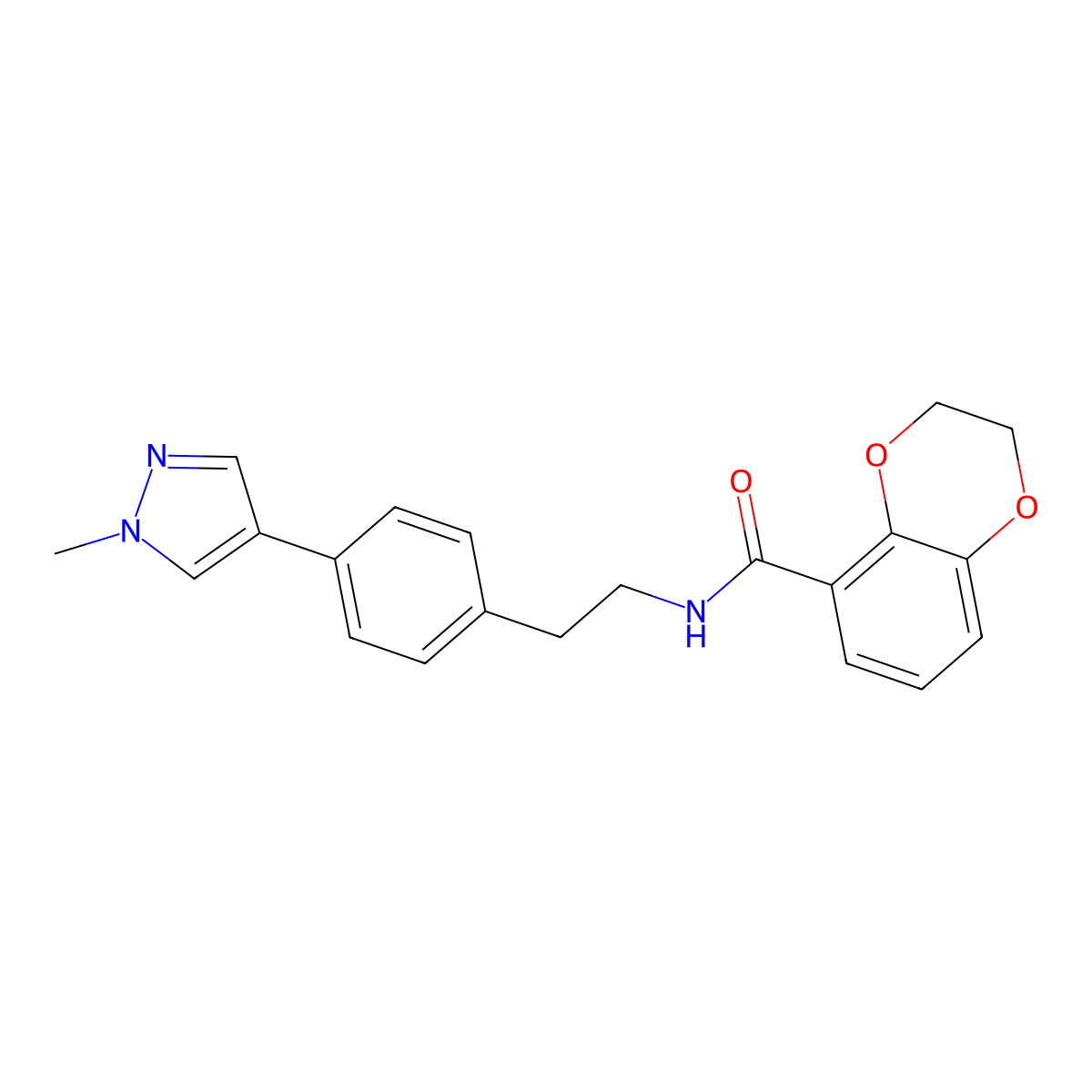 N-{2-[4-(1-methyl-1H-pyrazol-4-yl)phenyl]ethyl}-2,3-dihydro-1,4-benzodioxine-5-carboxamide molecular structure, CAS 2549045-47-6