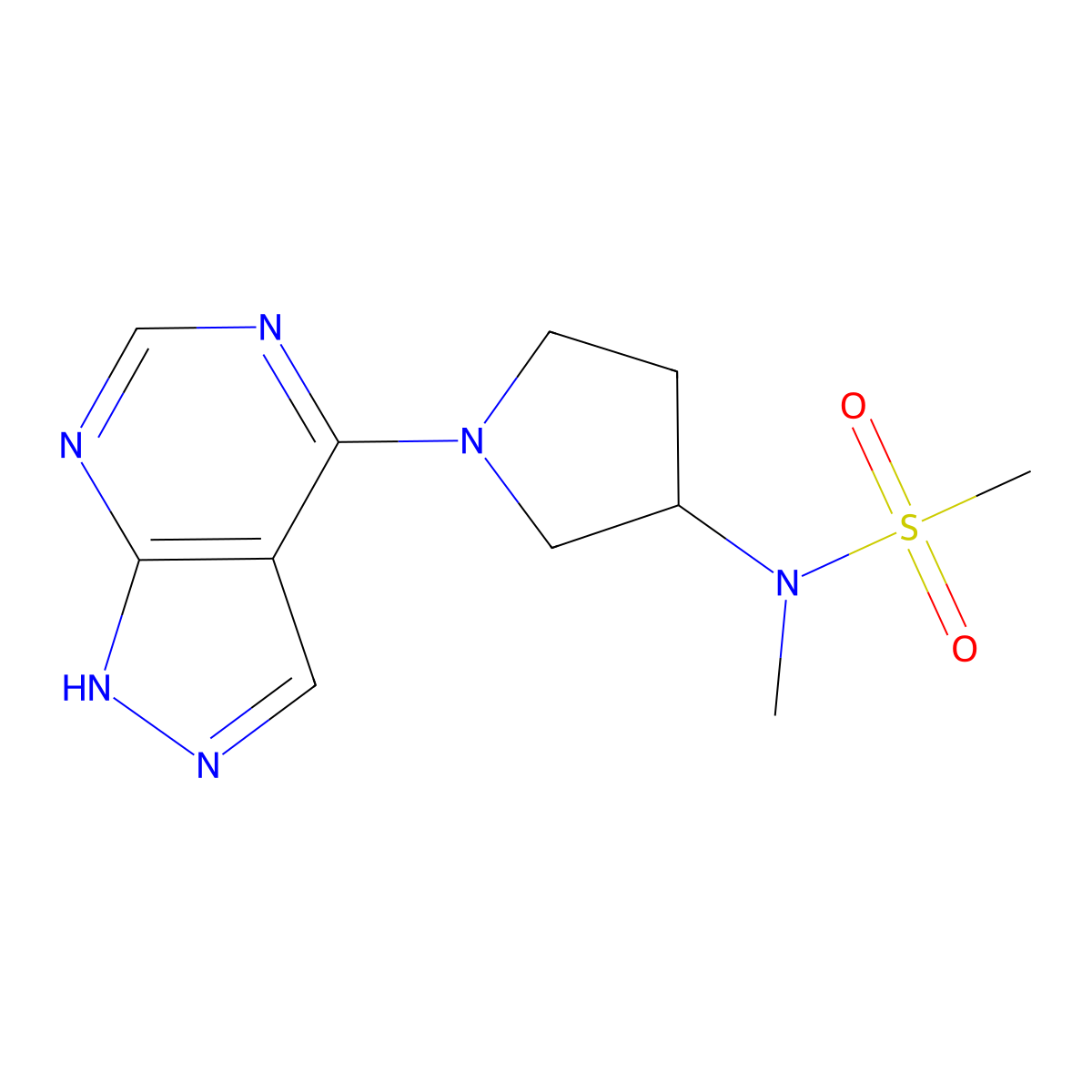 N-methyl-N-(1-{1H-pyrazolo[3,4-d]pyrimidin-4-yl}pyrrolidin-3-yl)methanesulfonamide molecular structure, CAS 2549045-48-7