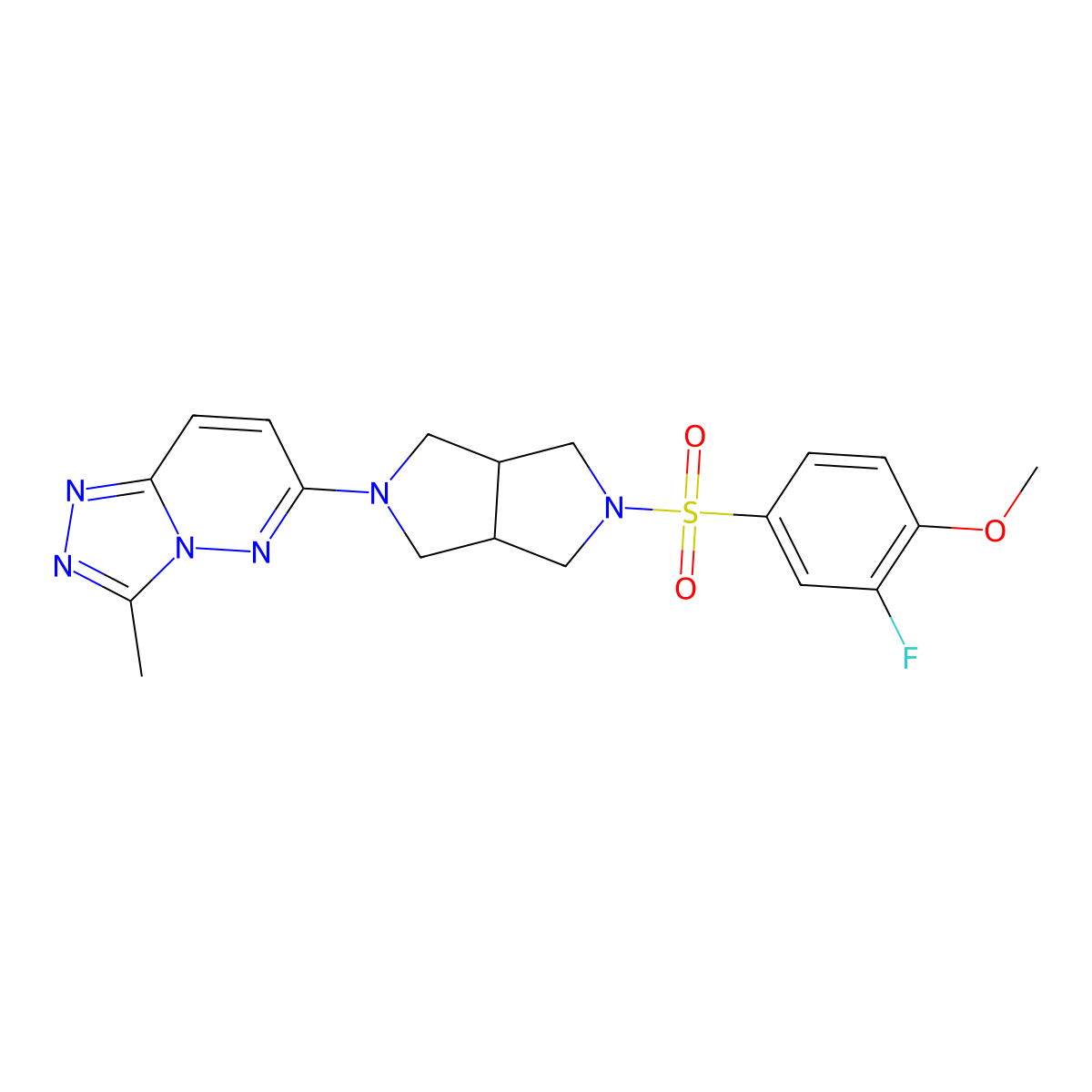 6-[5-(3-Fluoro-4-methoxybenzenesulfonyl)-octahydropyrrolo[3,4-c]pyrrol-2-yl]-3-methyl-[1,2,4]triazolo[4,3-b]pyridazine molecular structure, CAS 2549045-53-4