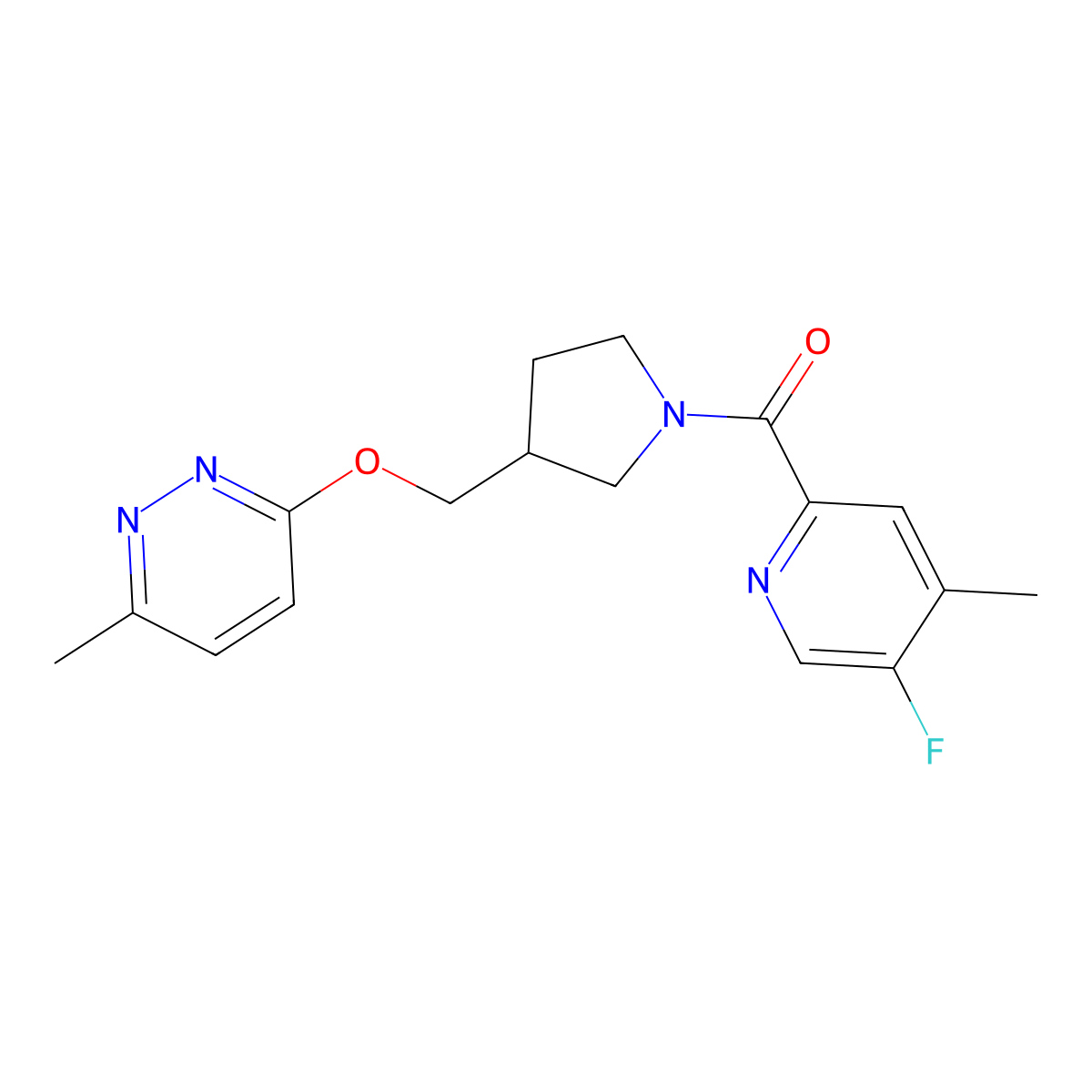 3-{[1-(5-Fluoro-4-methylpyridine-2-carbonyl)pyrrolidin-3-yl]methoxy}-6-methylpyridazine molecular structure, CAS 2549045-56-7