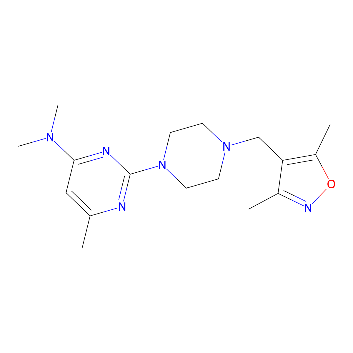 2-{4-[(3,5-dimethyl-1,2-oxazol-4-yl)methyl]piperazin-1-yl}-N,N,6-trimethylpyrimidin-4-amine molecular structure, CAS 2549045-57-8