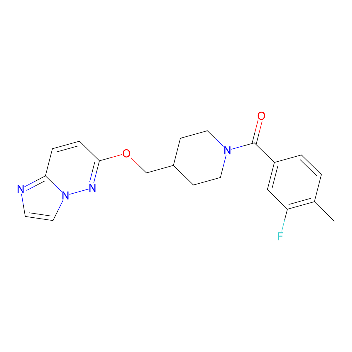 1-(3-Fluoro-4-methylbenzoyl)-4-({imidazo[1,2-b]pyridazin-6-yloxy}methyl)piperidine molecular structure, CAS 2549045-58-9