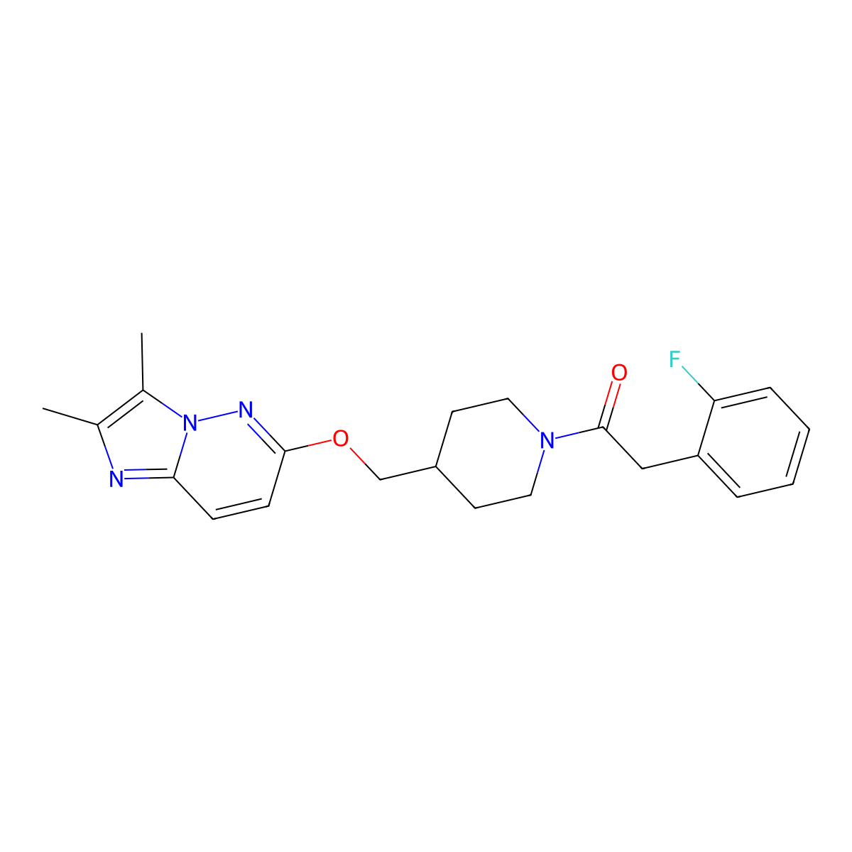 1-{4-[({2,3-Dimethylimidazo[1,2-b]pyridazin-6-yl}oxy)methyl]piperidin-1-yl}-2-(2-fluorophenyl)ethan-1-one molecular structure, CAS 2549045-61-4