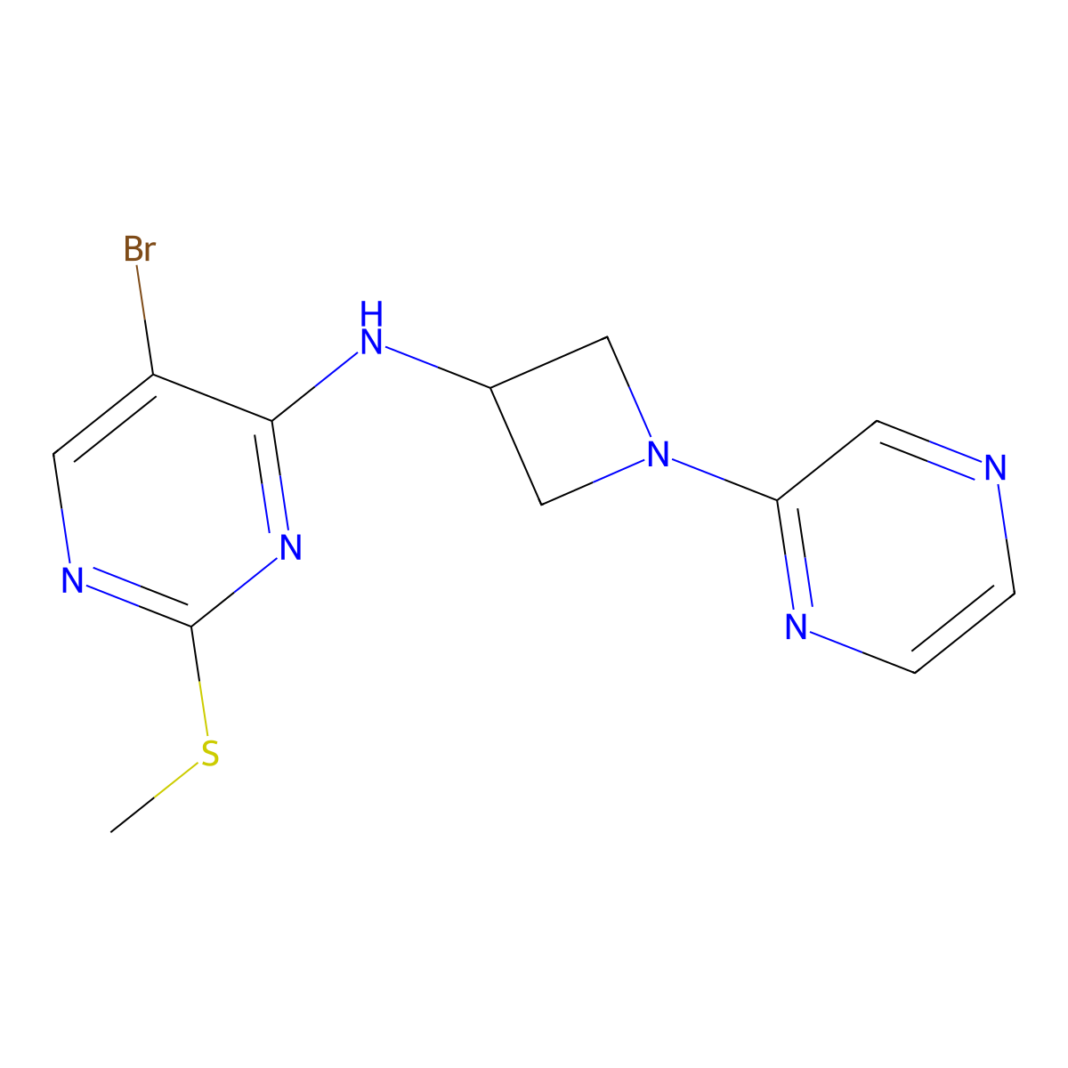 5-bromo-2-(methylsulfanyl)-N-[1-(pyrazin-2-yl)azetidin-3-yl]pyrimidin-4-amine molecular structure, CAS 2549045-62-5