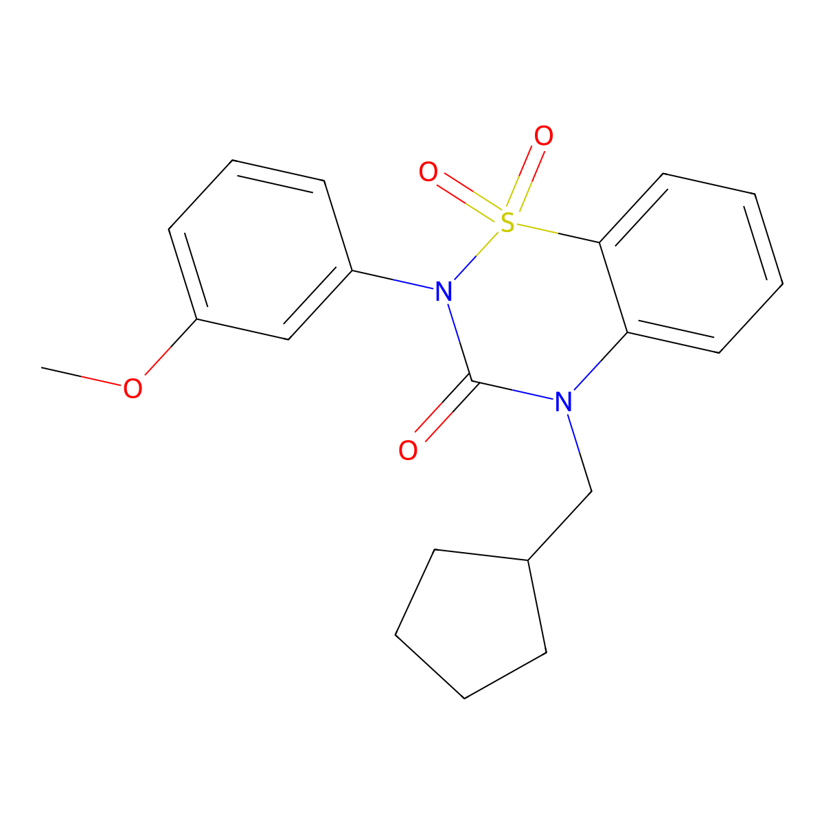 4-(Cyclopentylmethyl)-2-(3-methoxyphenyl)-1,1-dioxo-1lambda6,2,4-benzothiadiazin-3-one molecular structure, CAS 2549045-72-7