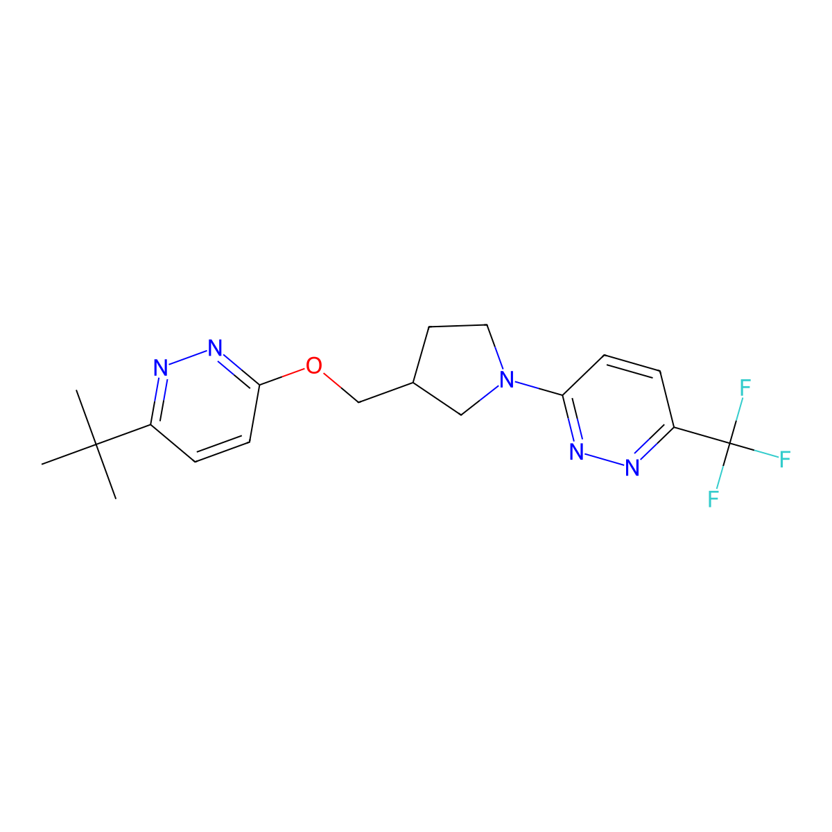 3-(3-{[(6-Tert-butylpyridazin-3-yl)oxy]methyl}pyrrolidin-1-yl)-6-(trifluoromethyl)pyridazine molecular structure, CAS 2549045-73-8