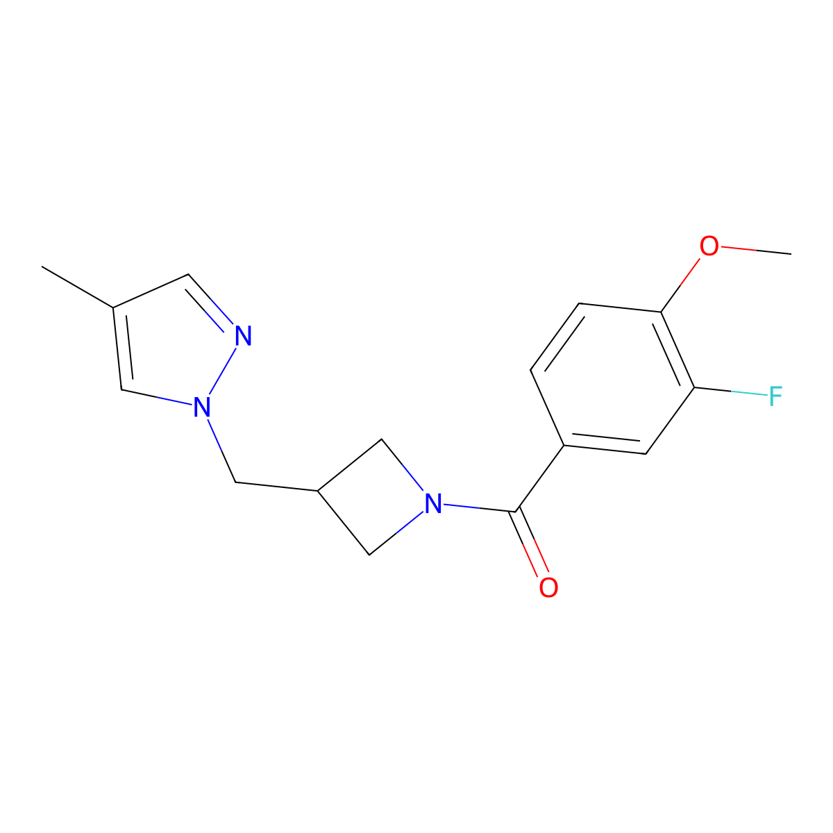 1-{[1-(3-fluoro-4-methoxybenzoyl)azetidin-3-yl]methyl}-4-methyl-1H-pyrazole molecular structure, CAS 2549045-78-3