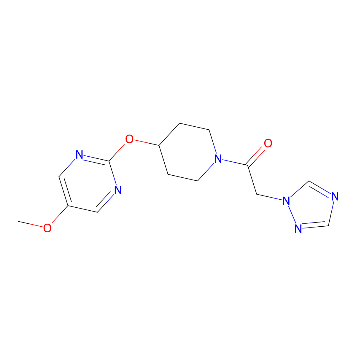 1-{4-[(5-methoxypyrimidin-2-yl)oxy]piperidin-1-yl}-2-(1H-1,2,4-triazol-1-yl)ethan-1-one molecular structure, CAS 2549045-85-2