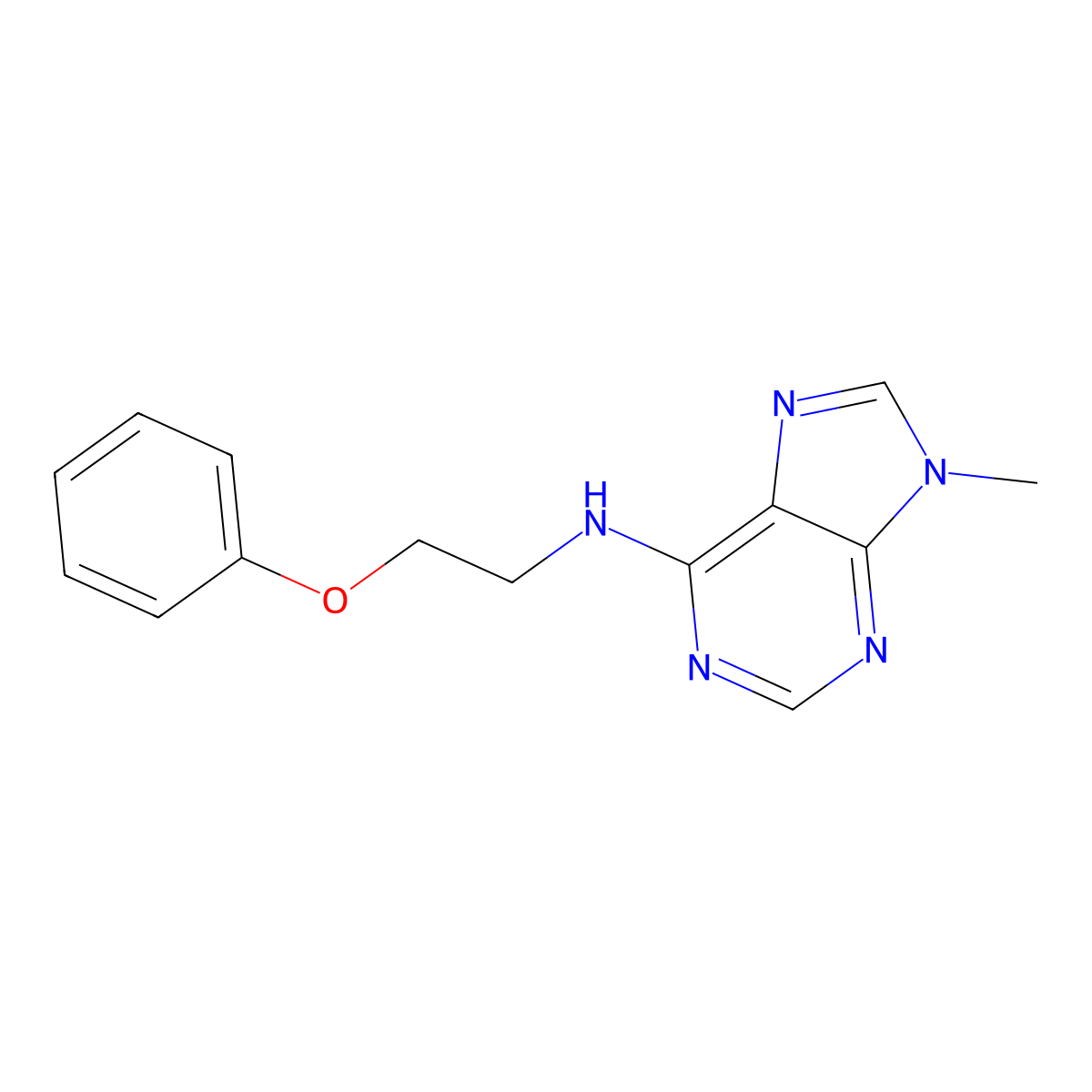 9-methyl-N-(2-phenoxyethyl)-9H-purin-6-amine molecular structure, CAS 2549045-86-3