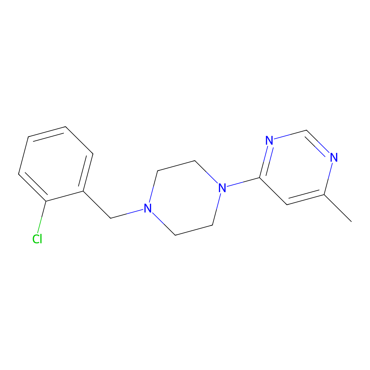 4-{4-[(2-Chlorophenyl)methyl]piperazin-1-yl}-6-methylpyrimidine molecular structure, CAS 2549046-68-4