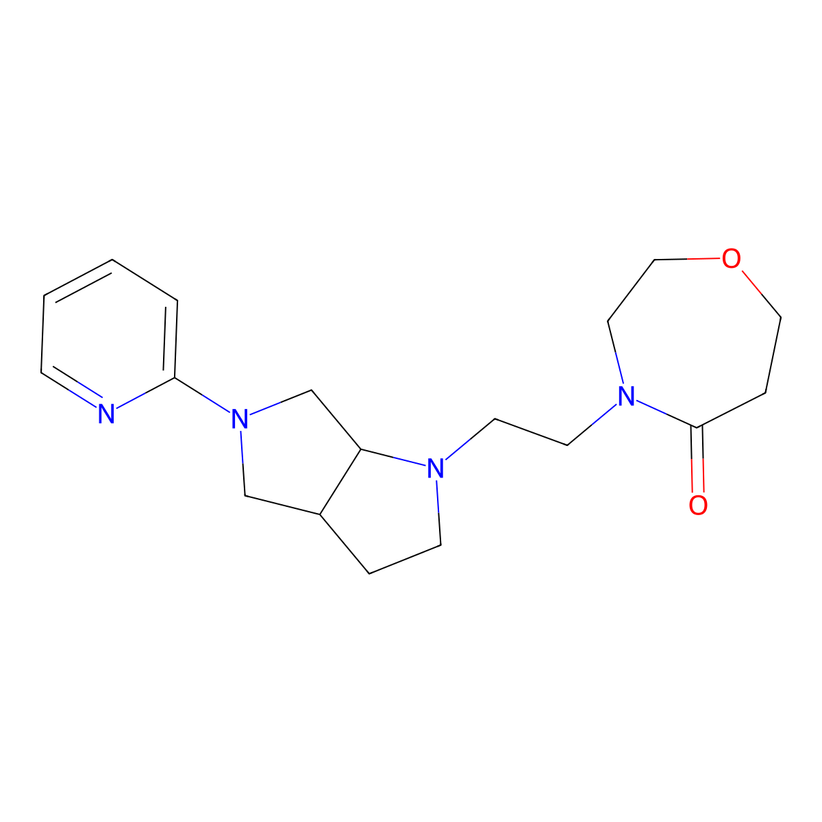 4-{2-[5-(Pyridin-2-yl)-octahydropyrrolo[2,3-c]pyrrol-1-yl]ethyl}-1,4-oxazepan-5-one molecular structure, CAS 2549046-70-8