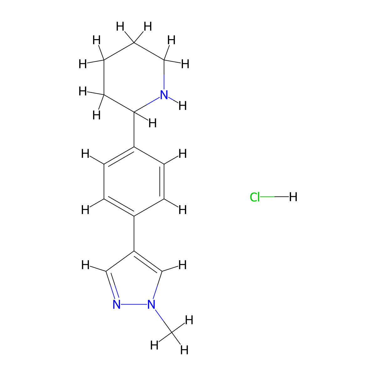 2-[4-(1-methyl-1H-pyrazol-4-yl)phenyl]piperidine hydrochloride molecular structure, CAS 2549046-74-2
