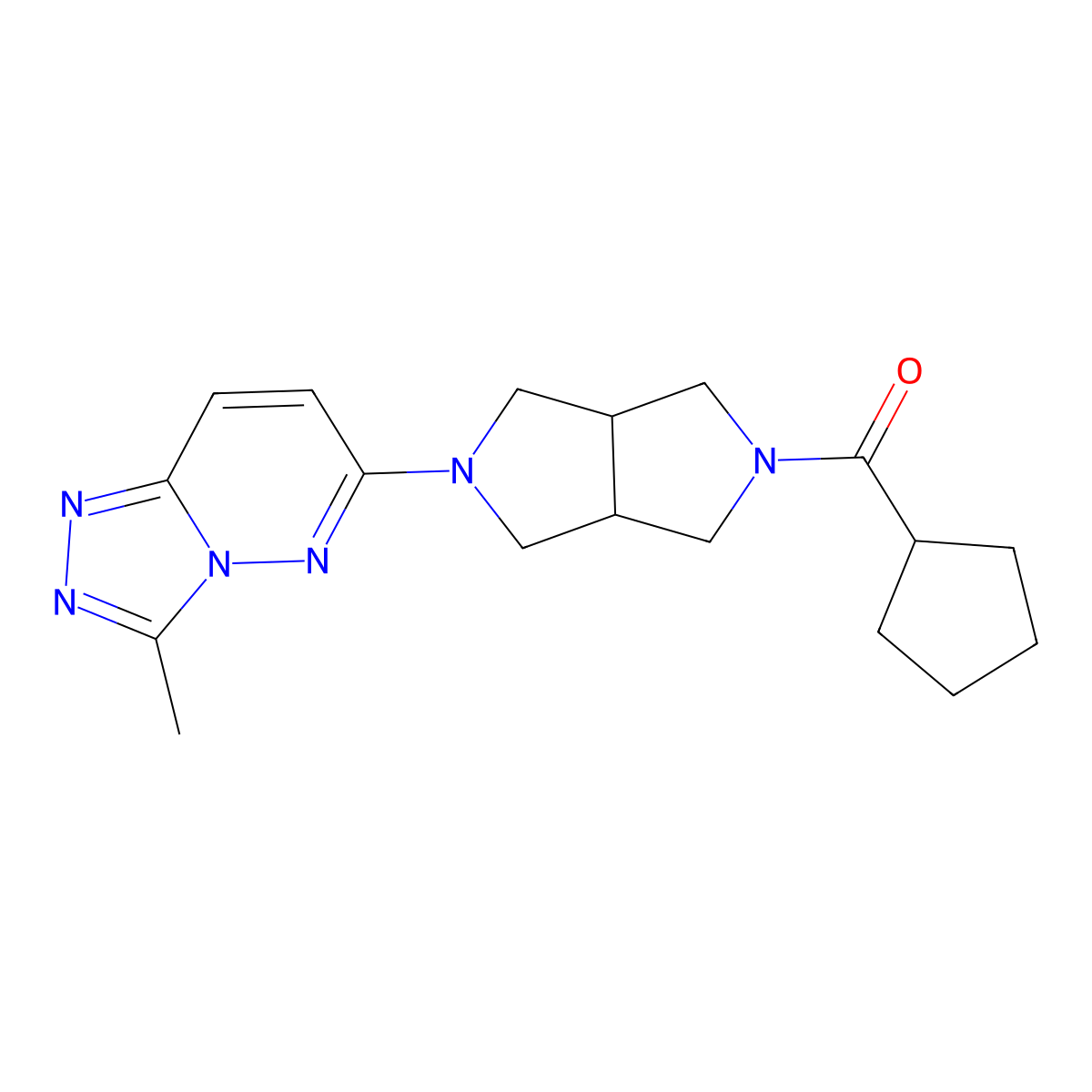 2-Cyclopentanecarbonyl-5-{3-methyl-[1,2,4]triazolo[4,3-b]pyridazin-6-yl}-octahydropyrrolo[3,4-c]pyrrole molecular structure, CAS 2549046-77-5