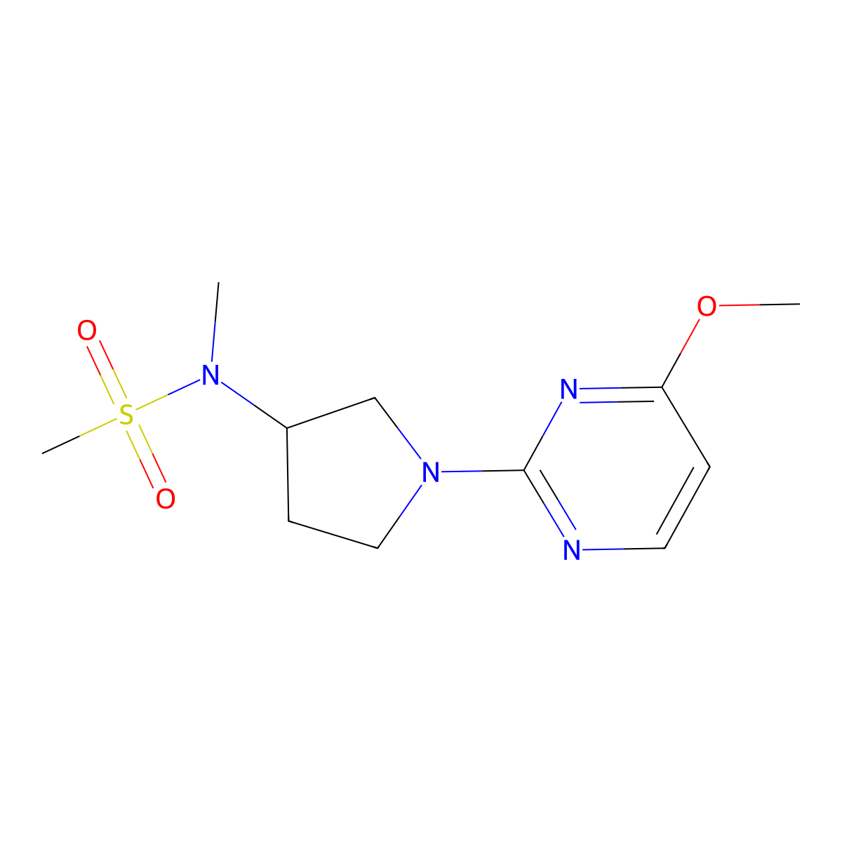 N-[1-(4-methoxypyrimidin-2-yl)pyrrolidin-3-yl]-N-methylmethanesulfonamide molecular structure, CAS 2549046-89-9