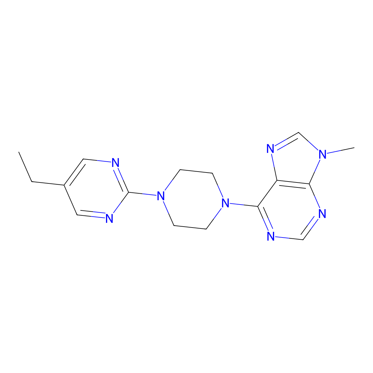6-[4-(5-ethylpyrimidin-2-yl)piperazin-1-yl]-9-methyl-9H-purine molecular structure, CAS 2549046-93-5