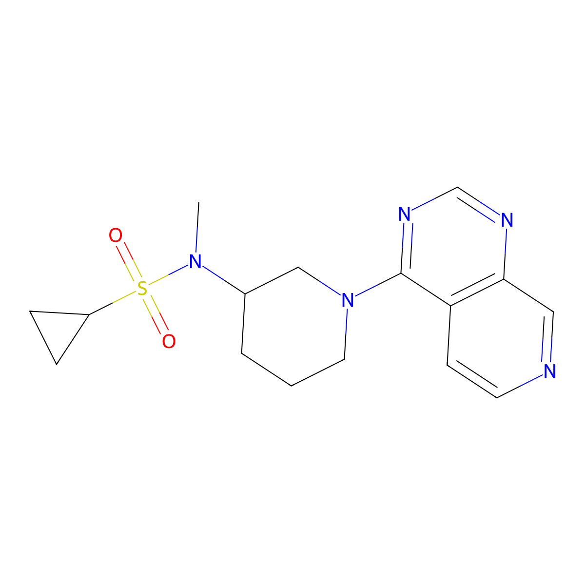 N-methyl-N-(1-{pyrido[3,4-d]pyrimidin-4-yl}piperidin-3-yl)cyclopropanesulfonamide molecular structure, CAS 2549047-00-7