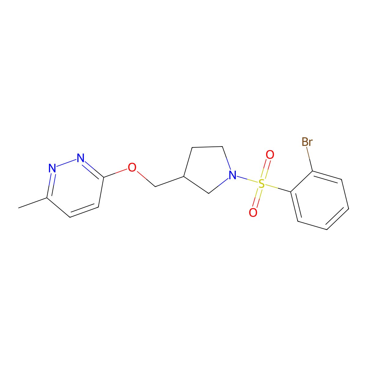 3-{[1-(2-Bromobenzenesulfonyl)pyrrolidin-3-yl]methoxy}-6-methylpyridazine molecular structure, CAS 2549047-09-6