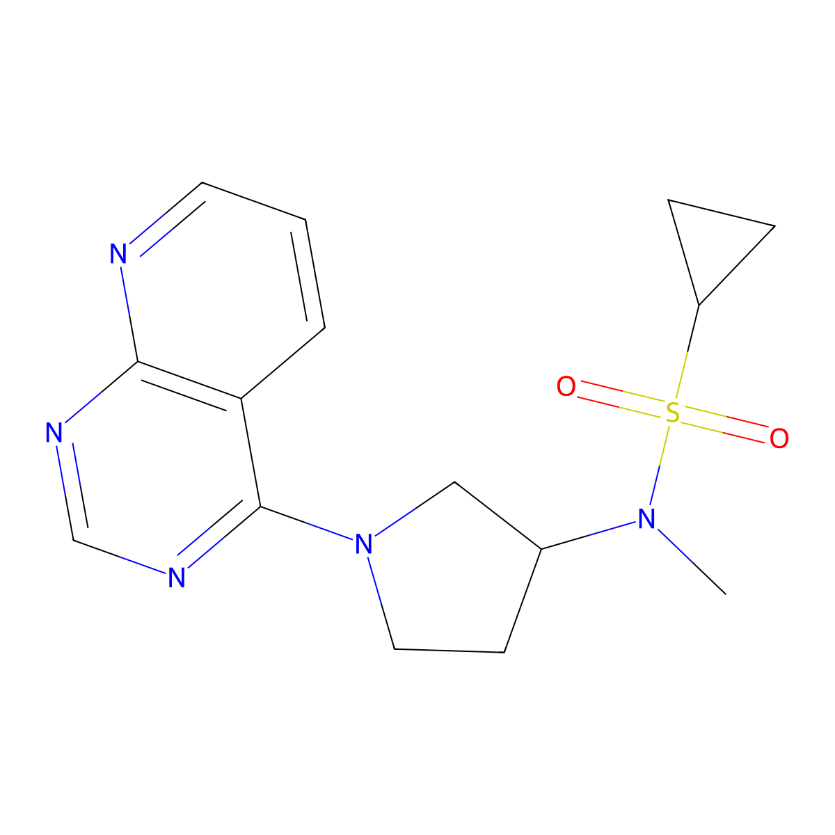 N-methyl-N-(1-{pyrido[2,3-d]pyrimidin-4-yl}pyrrolidin-3-yl)cyclopropanesulfonamide molecular structure, CAS 2549047-11-0