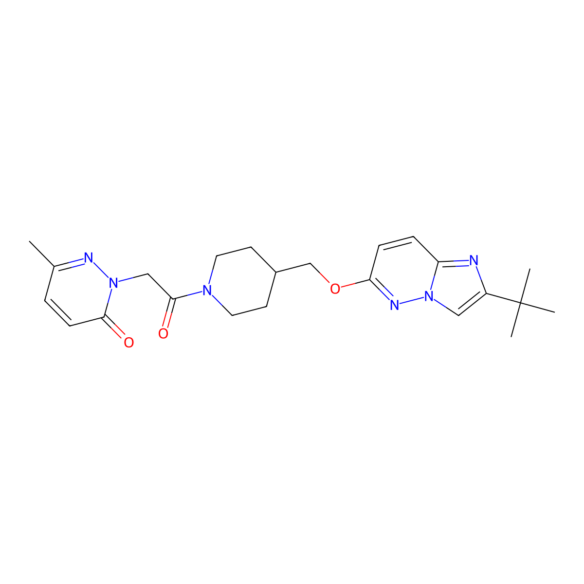 2-(2-{4-[({2-Tert-butylimidazo[1,2-b]pyridazin-6-yl}oxy)methyl]piperidin-1-yl}-2-oxoethyl)-6-methyl-2,3-dihydropyridazin-3-one molecular structure, CAS 2549047-12-1