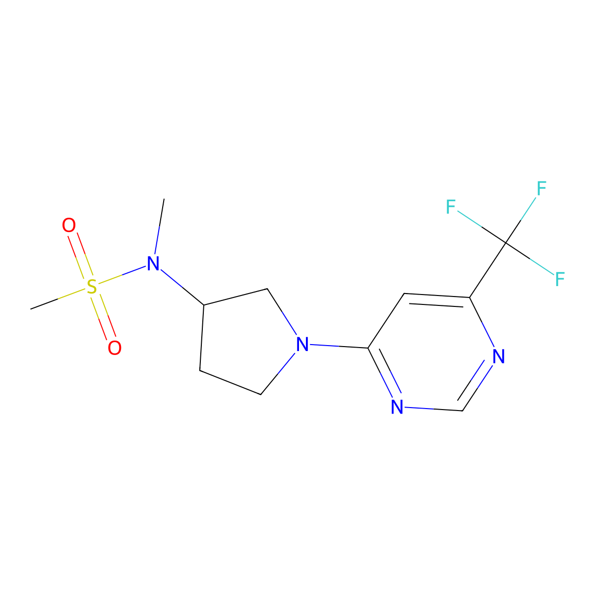 N-methyl-N-{1-[6-(trifluoromethyl)pyrimidin-4-yl]pyrrolidin-3-yl}methanesulfonamide molecular structure, CAS 2549047-20-1