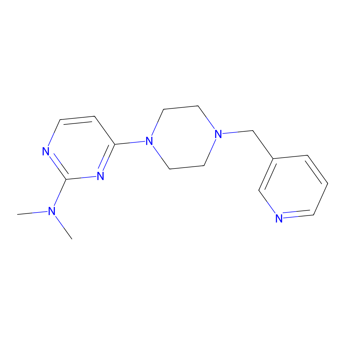 N,N-dimethyl-4-{4-[(pyridin-3-yl)methyl]piperazin-1-yl}pyrimidin-2-amine molecular structure, CAS 2549047-25-6