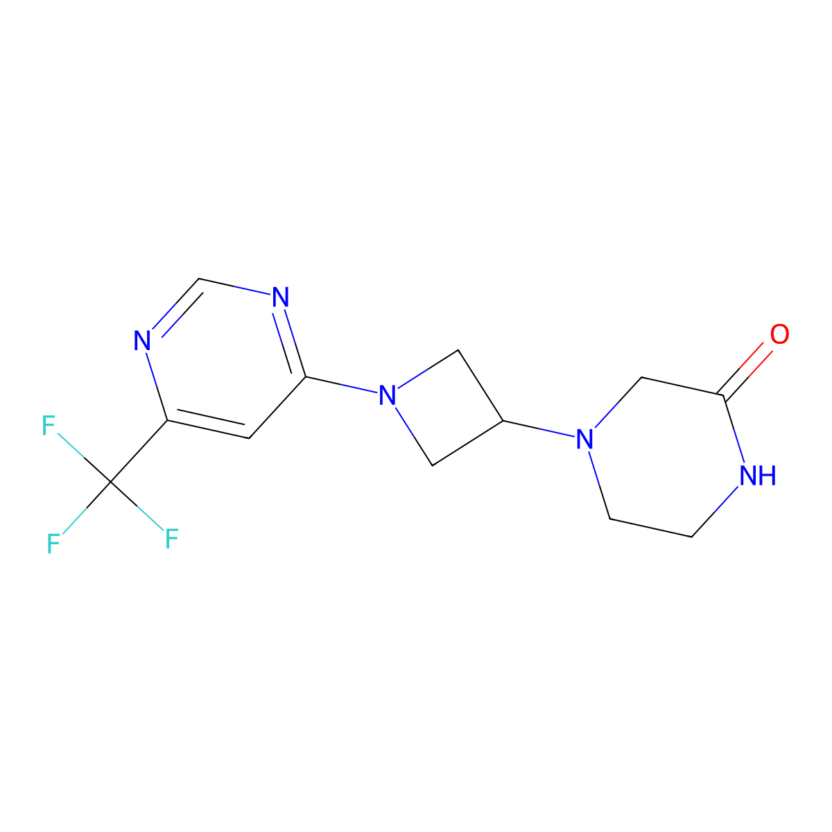 4-{1-[6-(Trifluoromethyl)pyrimidin-4-yl]azetidin-3-yl}piperazin-2-one molecular structure, CAS 2549047-29-0