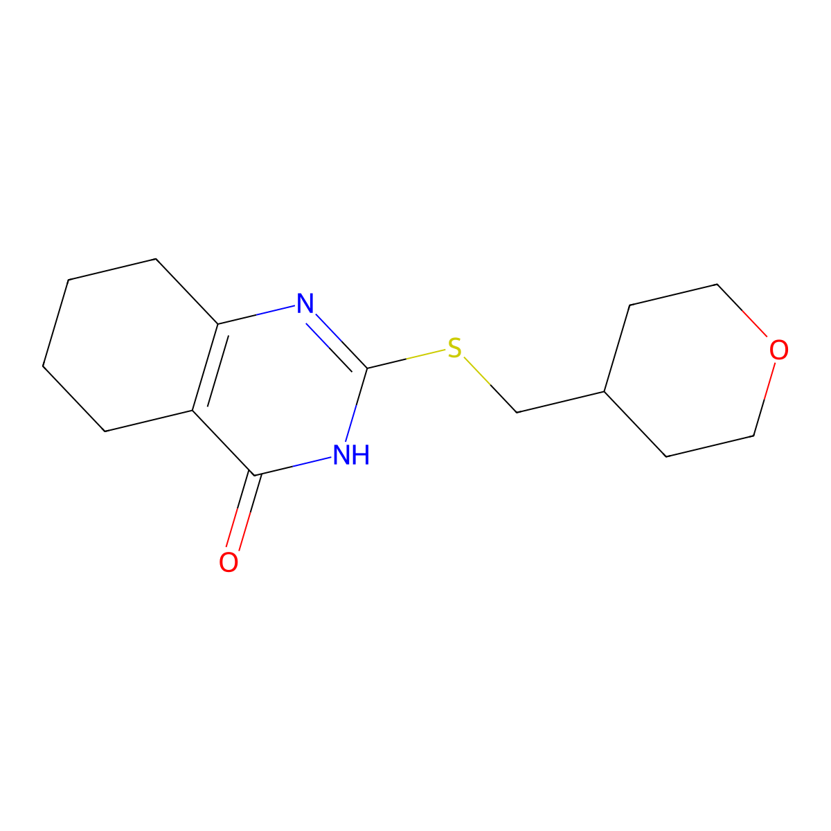 2-{[(Oxan-4-yl)methyl]sulfanyl}-3,4,5,6,7,8-hexahydroquinazolin-4-one molecular structure, CAS 2549047-33-6
