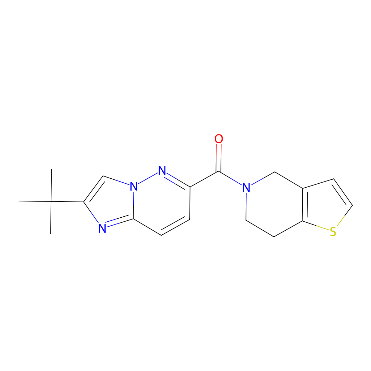 2-tert-butyl-6-{4H,5H,6H,7H-thieno[3,2-c]pyridine-5-carbonyl}imidazo[1,2-b]pyridazine molecular structure, CAS 2549047-34-7