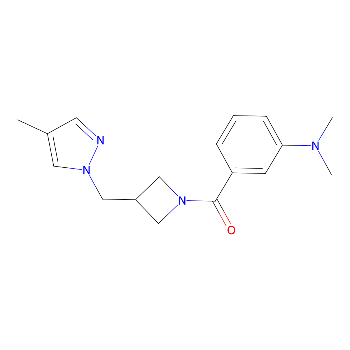 N,N-dimethyl-3-{3-[(4-methyl-1H-pyrazol-1-yl)methyl]azetidine-1-carbonyl}aniline molecular structure, CAS 2549047-43-8