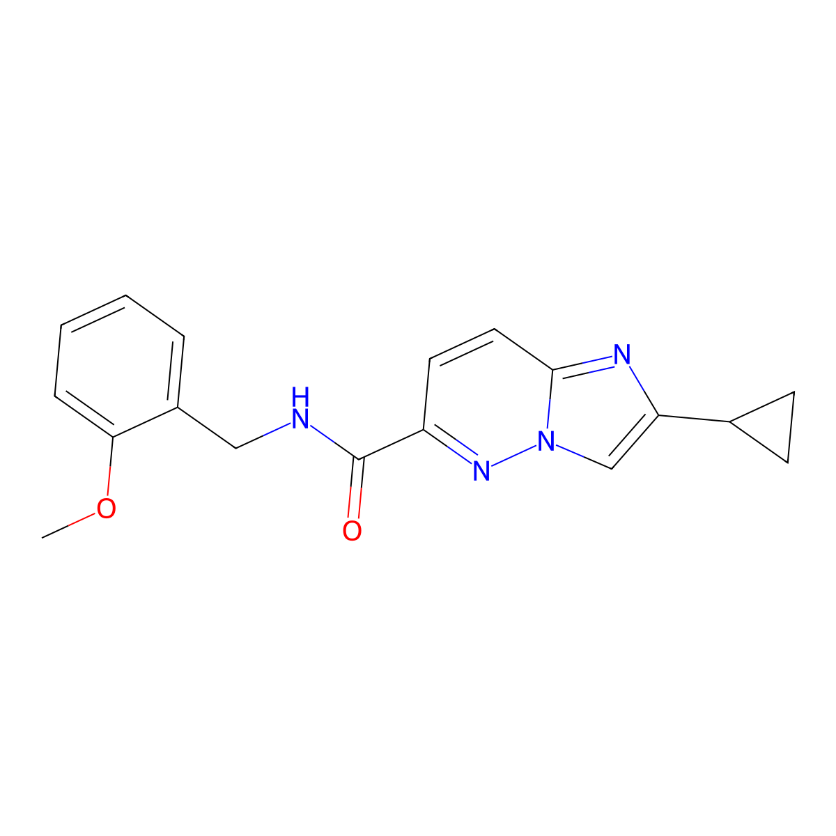 2-cyclopropyl-N-[(2-methoxyphenyl)methyl]imidazo[1,2-b]pyridazine-6-carboxamide molecular structure, CAS 2549047-44-9