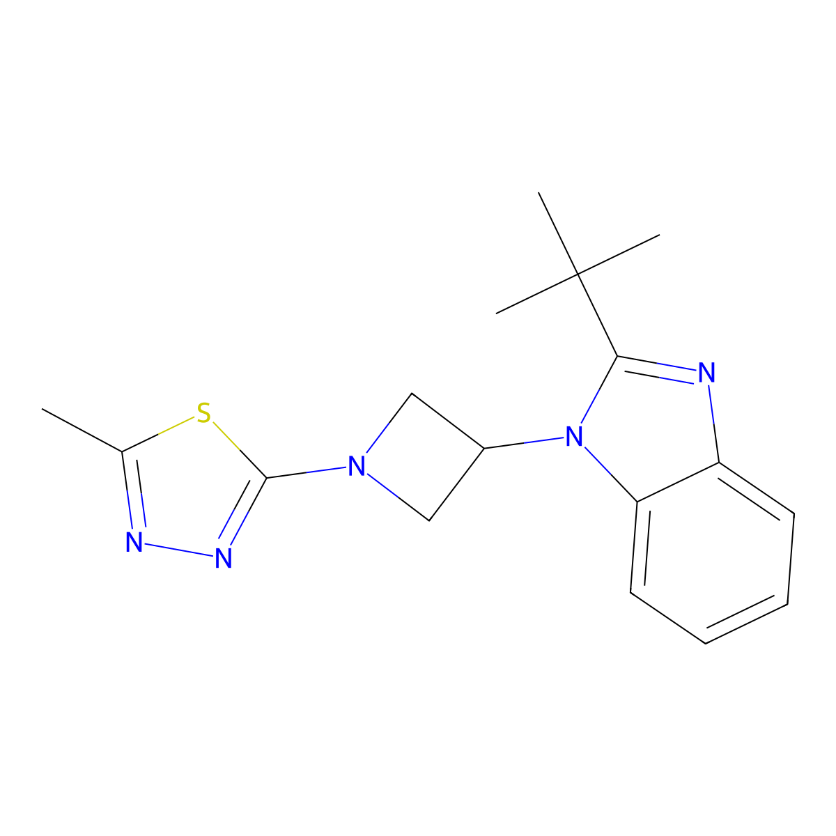 2-tert-butyl-1-[1-(5-methyl-1,3,4-thiadiazol-2-yl)azetidin-3-yl]-1H-1,3-benzodiazole molecular structure, CAS 2549047-47-2