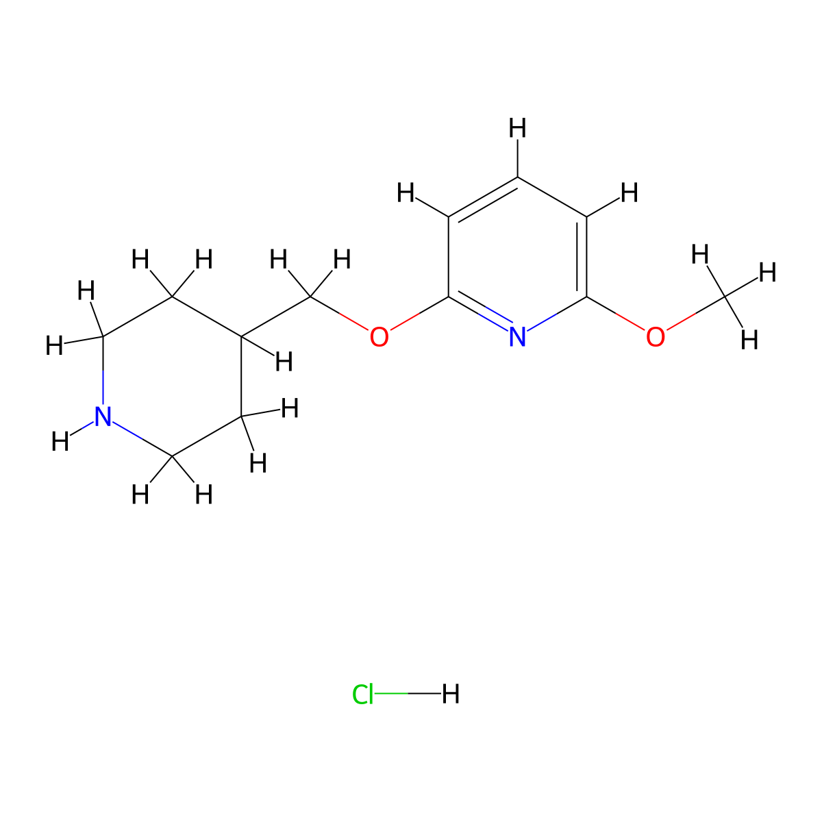 2-Methoxy-6-[(piperidin-4-yl)methoxy]pyridine hydrochloride molecular structure, CAS 2549047-48-3
