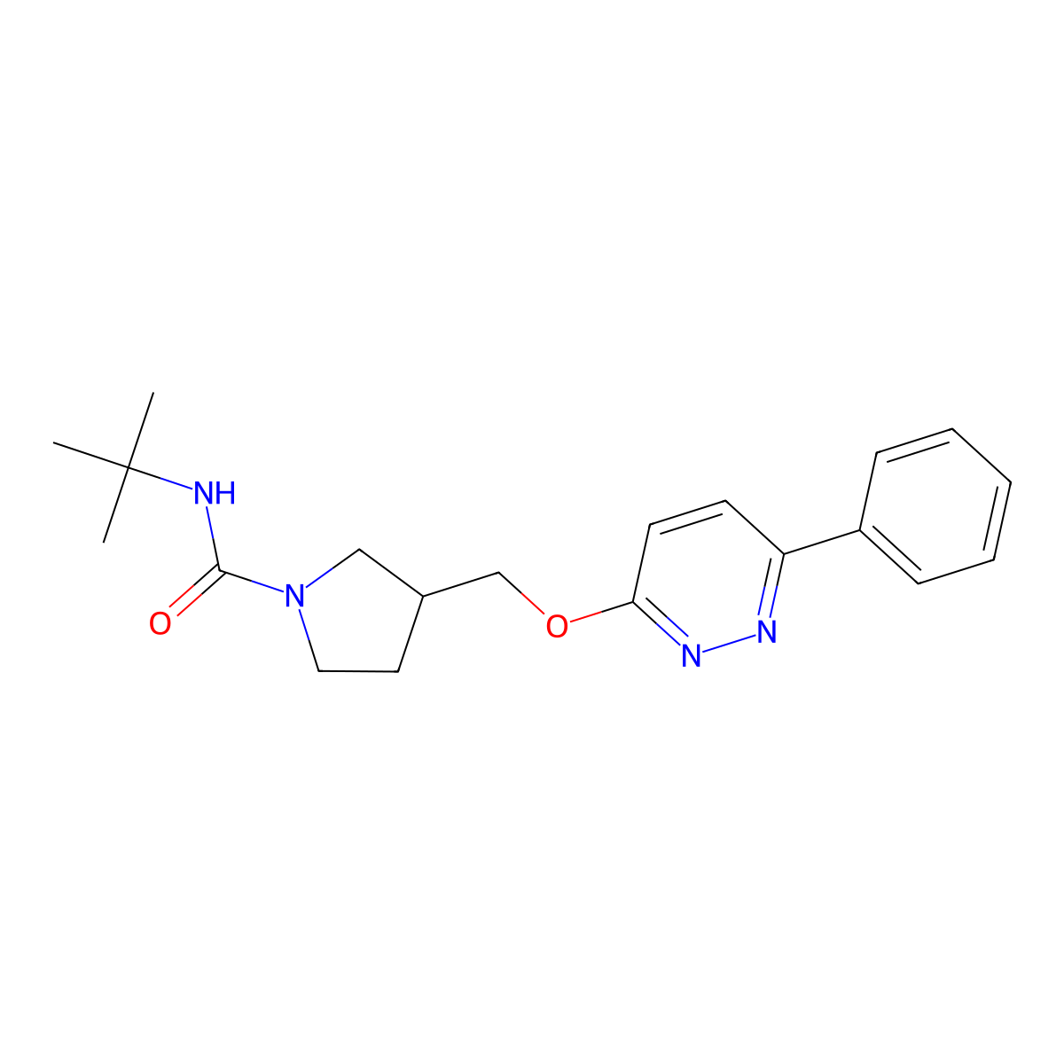 N-tert-butyl-3-{[(6-phenylpyridazin-3-yl)oxy]methyl}pyrrolidine-1-carboxamide molecular structure, CAS 2549047-61-0
