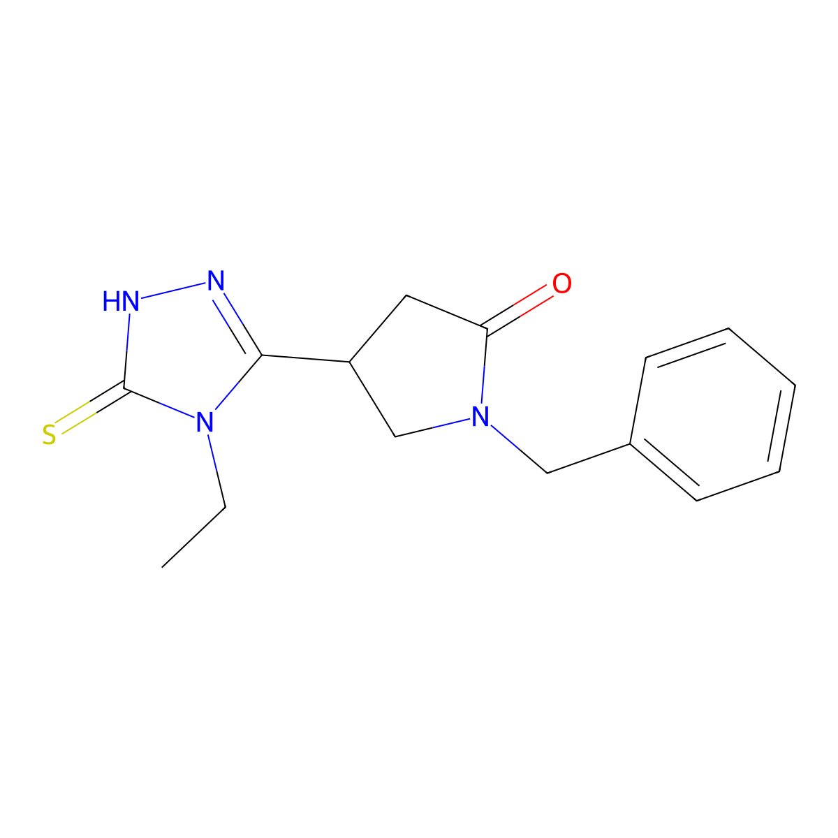 1-benzyl-4-(4-ethyl-5-sulfanylidene-4,5-dihydro-1H-1,2,4-triazol-3-yl)pyrrolidin-2-one molecular structure, CAS 2549047-62-1