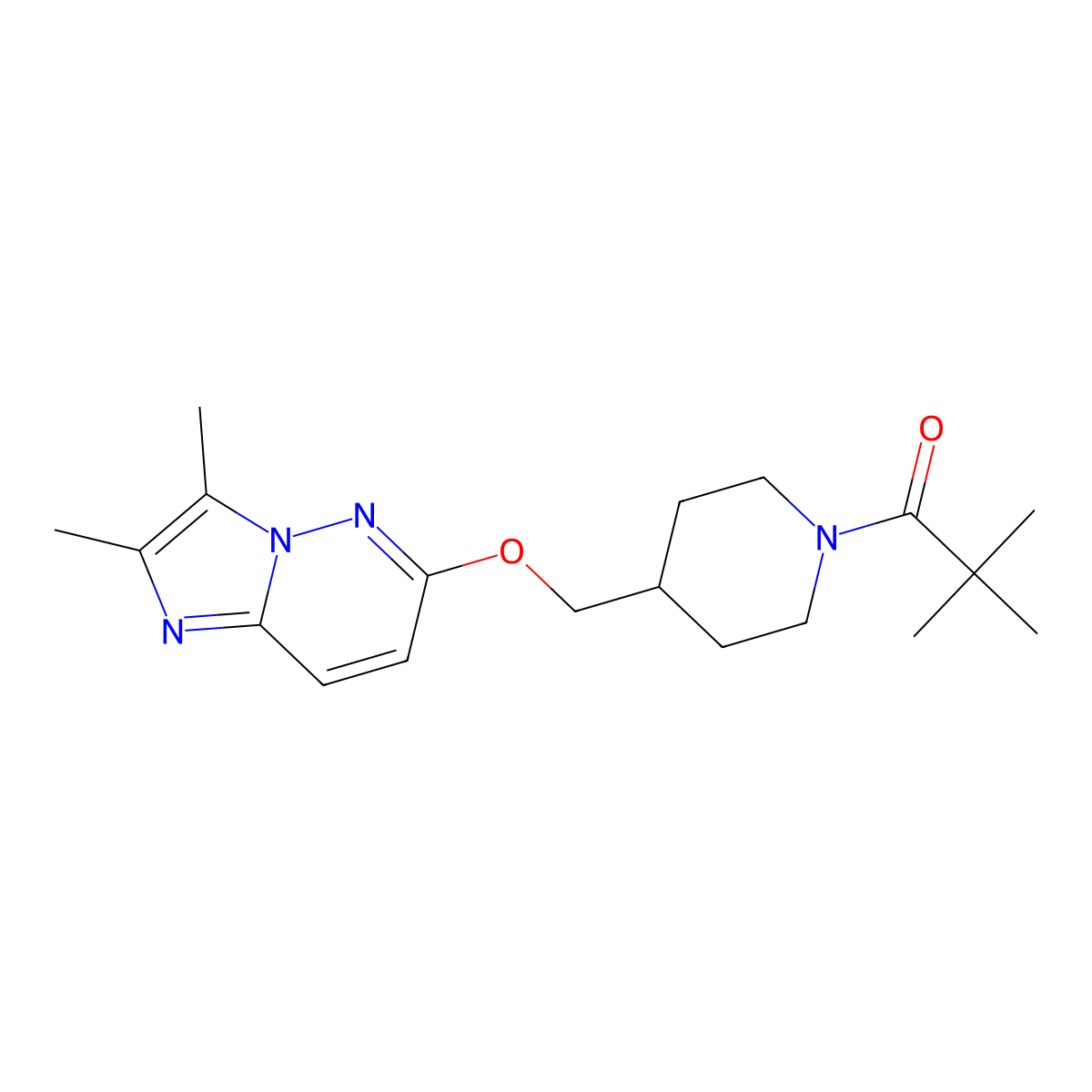 1-{4-[({2,3-Dimethylimidazo[1,2-b]pyridazin-6-yl}oxy)methyl]piperidin-1-yl}-2,2-dimethylpropan-1-one molecular structure, CAS 2549047-63-2