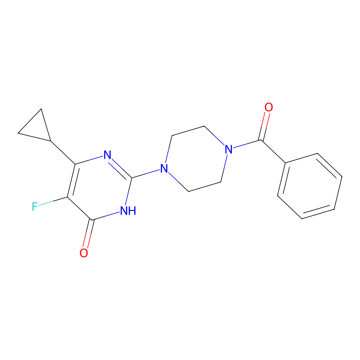 2-(4-Benzoylpiperazin-1-yl)-6-cyclopropyl-5-fluoro-3,4-dihydropyrimidin-4-one molecular structure, CAS 2549047-67-6