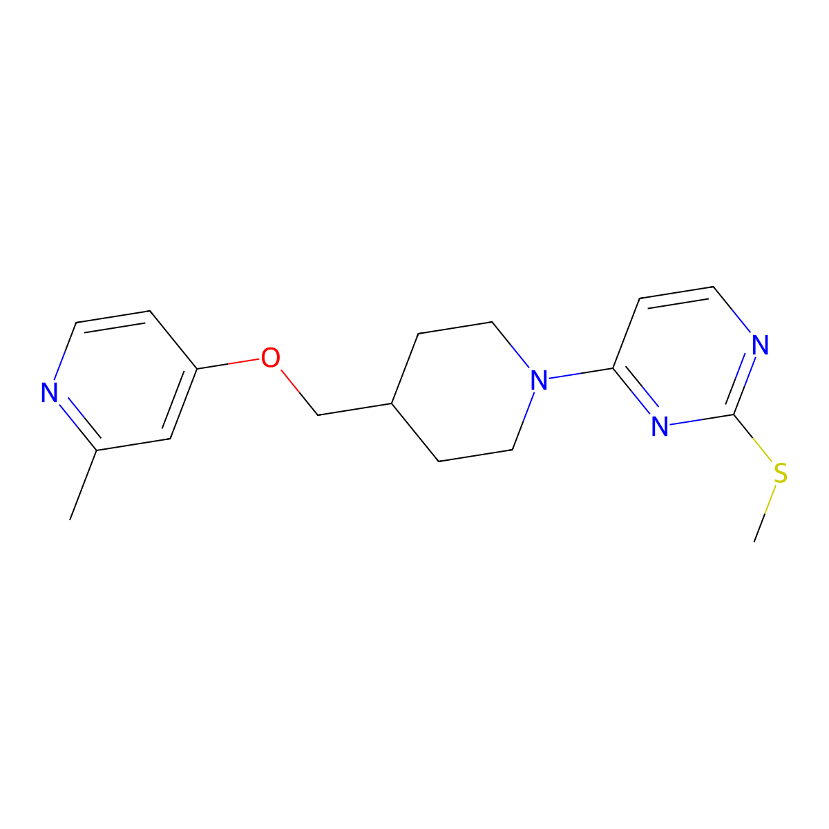 4-(4-{[(2-Methylpyridin-4-yl)oxy]methyl}piperidin-1-yl)-2-(methylsulfanyl)pyrimidine molecular structure, CAS 2549047-71-2