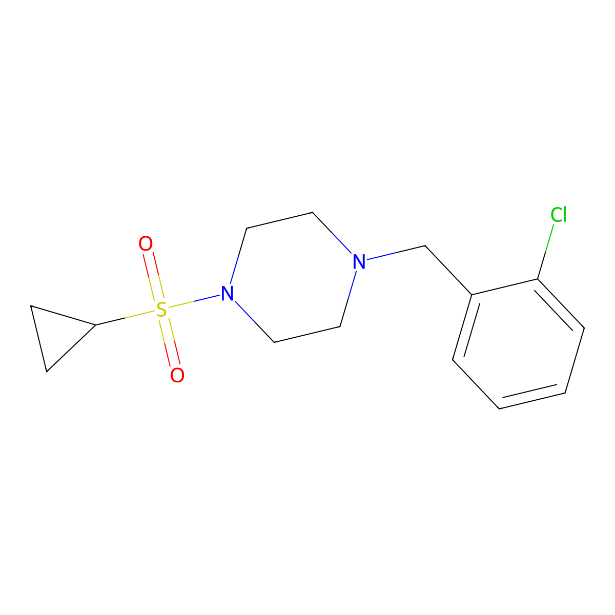 1-[(2-Chlorophenyl)methyl]-4-(cyclopropanesulfonyl)piperazine molecular structure, CAS 2549047-78-9