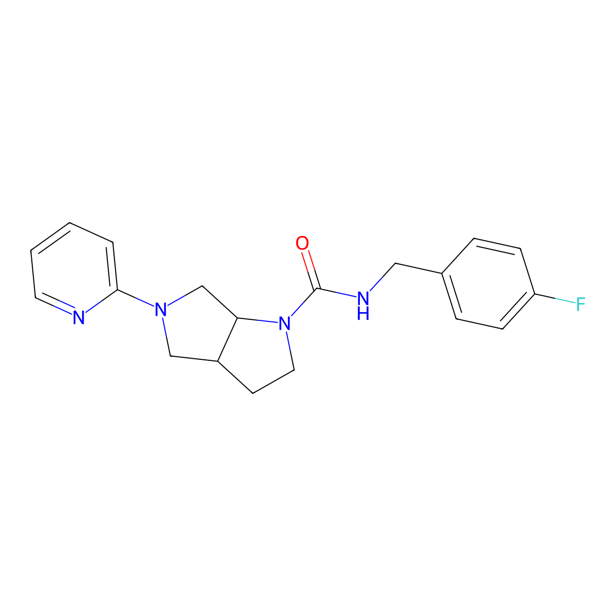 N-[(4-fluorophenyl)methyl]-5-(pyridin-2-yl)-octahydropyrrolo[3,4-b]pyrrole-1-carboxamide molecular structure, CAS 2549047-83-6
