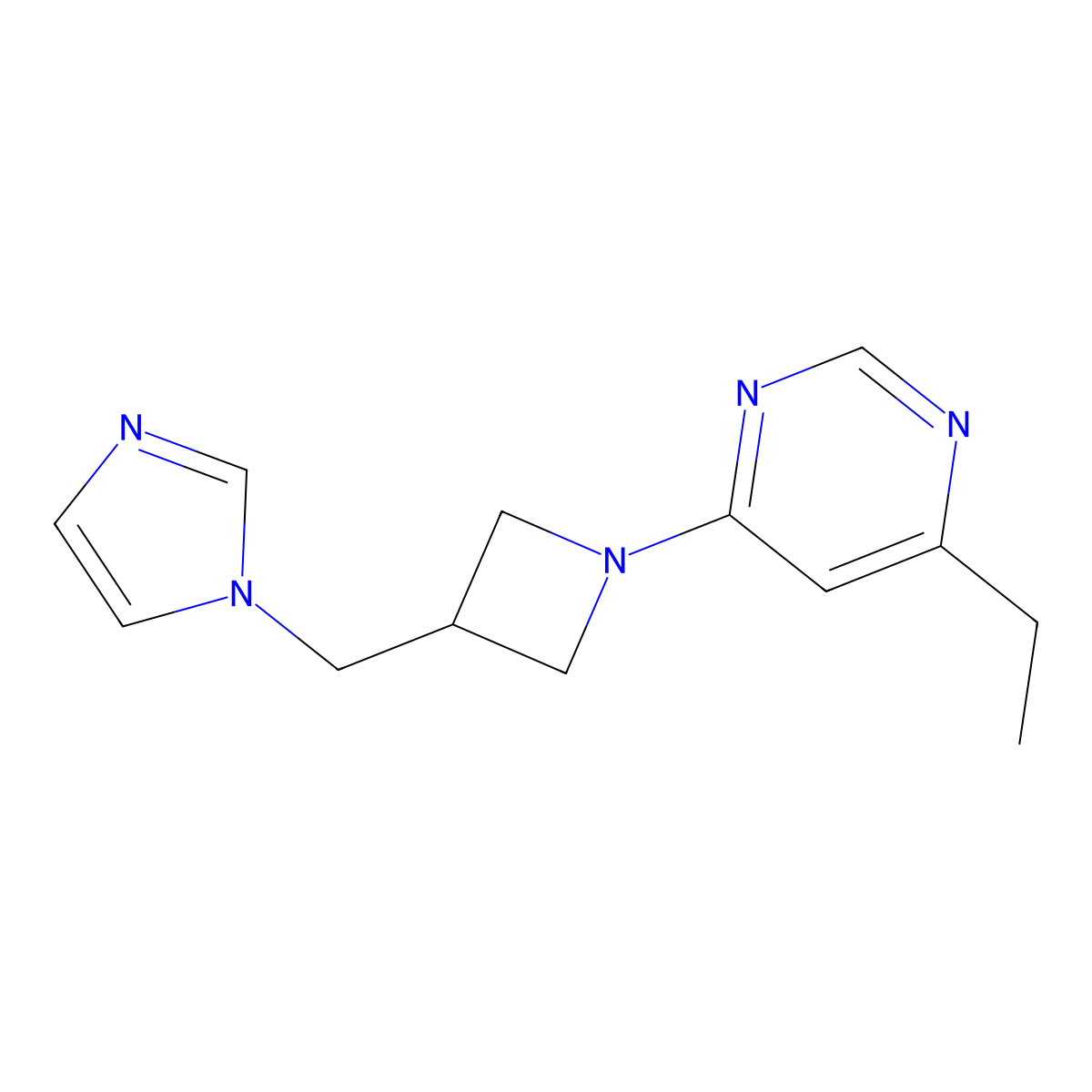 4-ethyl-6-{3-[(1H-imidazol-1-yl)methyl]azetidin-1-yl}pyrimidine molecular structure, CAS 2549047-95-0