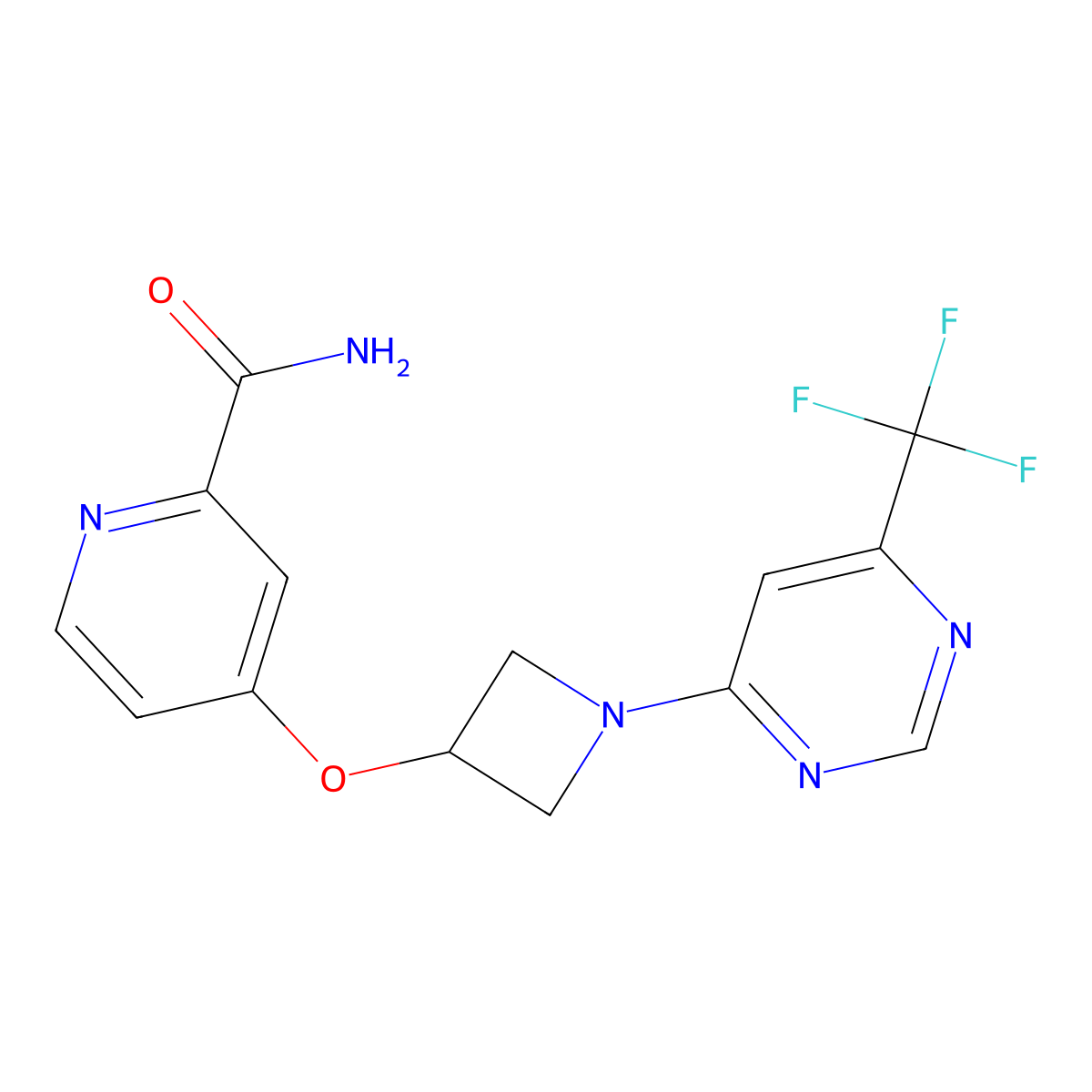 4-({1-[6-(Trifluoromethyl)pyrimidin-4-yl]azetidin-3-yl}oxy)pyridine-2-carboxamide molecular structure, CAS 2549048-00-0