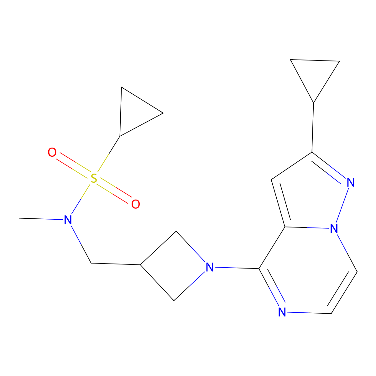 N-[(1-{2-cyclopropylpyrazolo[1,5-a]pyrazin-4-yl}azetidin-3-yl)methyl]-N-methylcyclopropanesulfonamide molecular structure, CAS 2549048-05-5