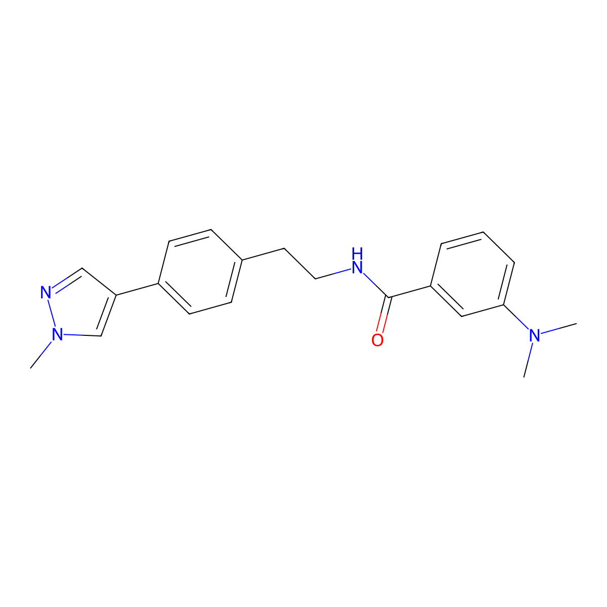 3-(dimethylamino)-N-{2-[4-(1-methyl-1H-pyrazol-4-yl)phenyl]ethyl}benzamide molecular structure, CAS 2549048-07-7
