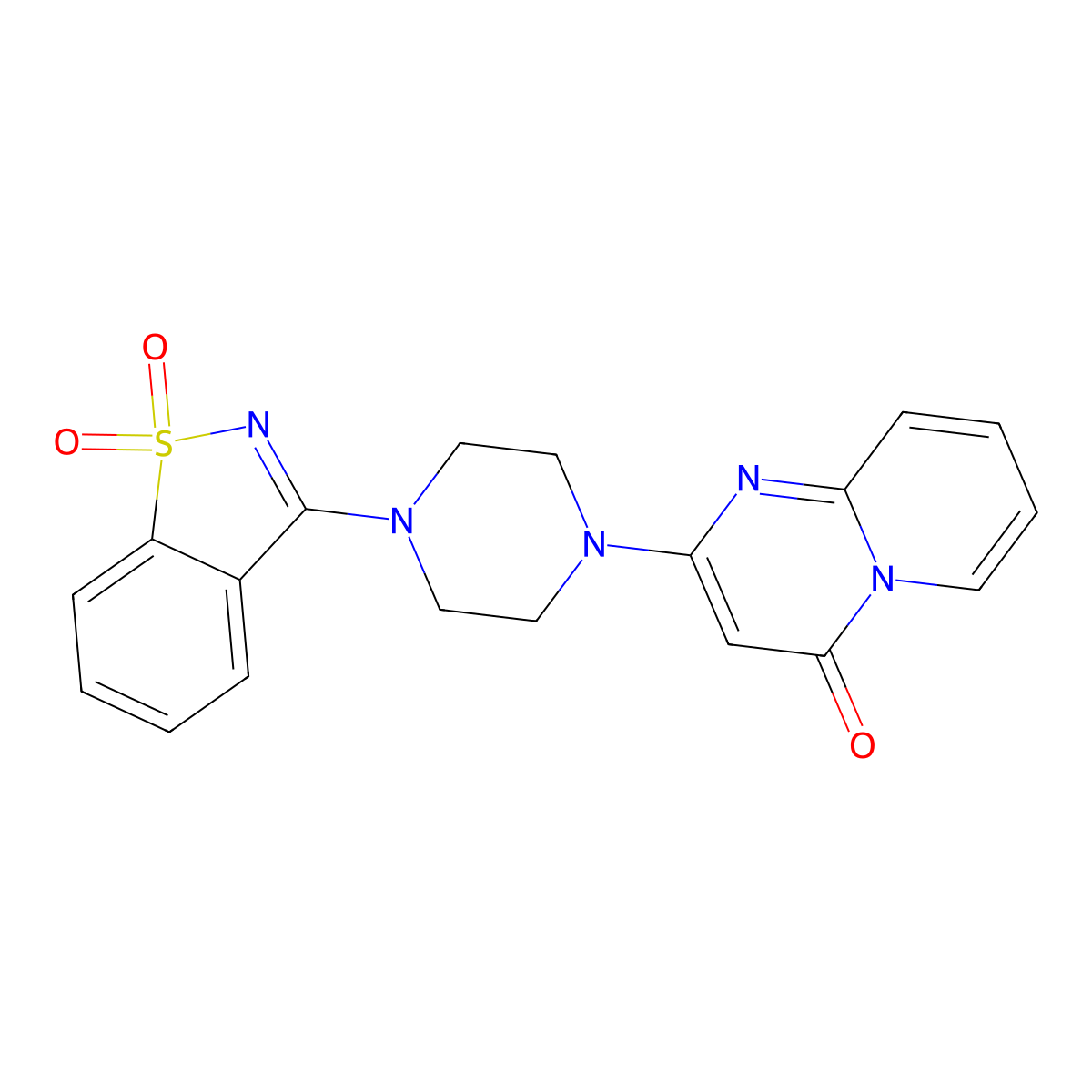 3-(4-{4-oxo-4H-pyrido[1,2-a]pyrimidin-2-yl}piperazin-1-yl)-1lambda6,2-benzothiazole-1,1-dione molecular structure, CAS 2549048-10-2