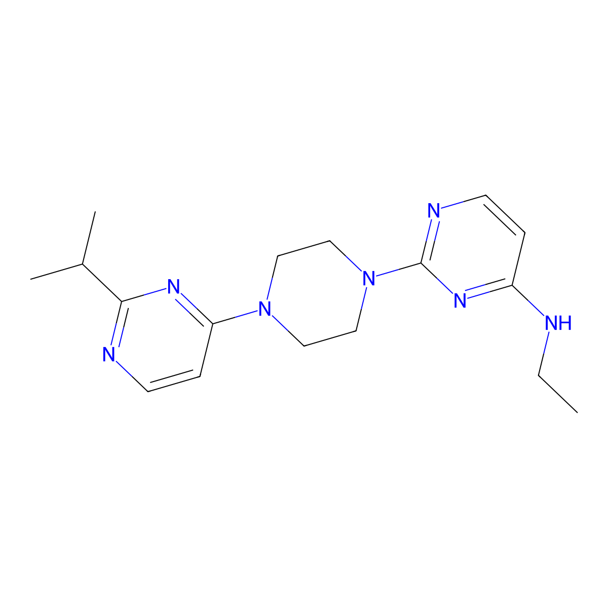 N-ethyl-2-{4-[2-(propan-2-yl)pyrimidin-4-yl]piperazin-1-yl}pyrimidin-4-amine molecular structure, CAS 2549048-11-3