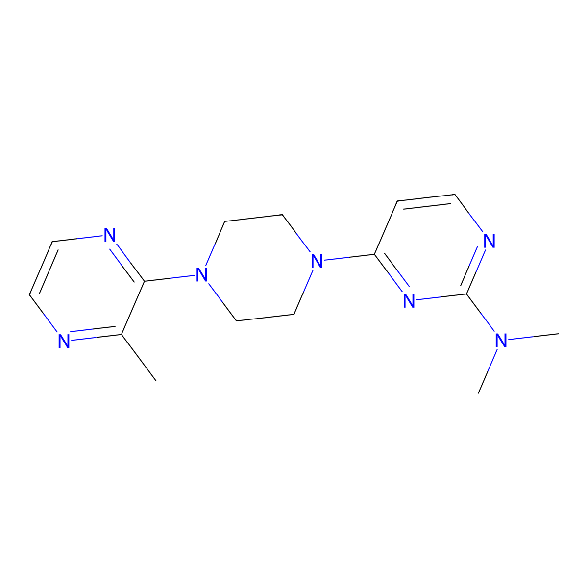 N,N-dimethyl-4-[4-(3-methylpyrazin-2-yl)piperazin-1-yl]pyrimidin-2-amine molecular structure, CAS 2549048-14-6