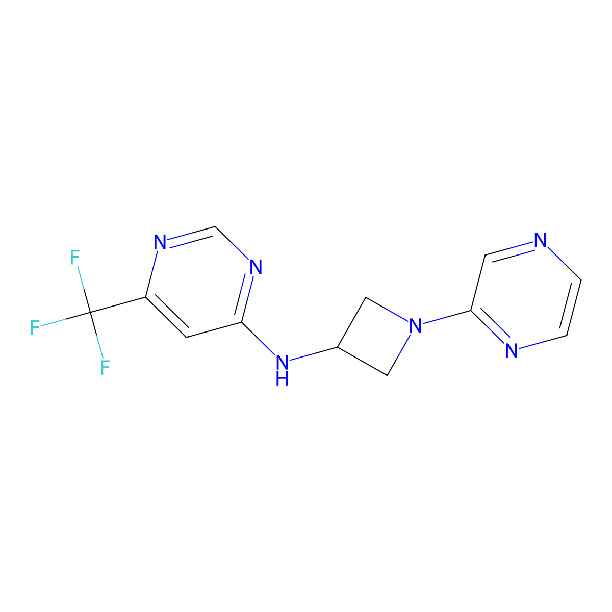 N-[1-(pyrazin-2-yl)azetidin-3-yl]-6-(trifluoromethyl)pyrimidin-4-amine molecular structure, CAS 2549048-15-7