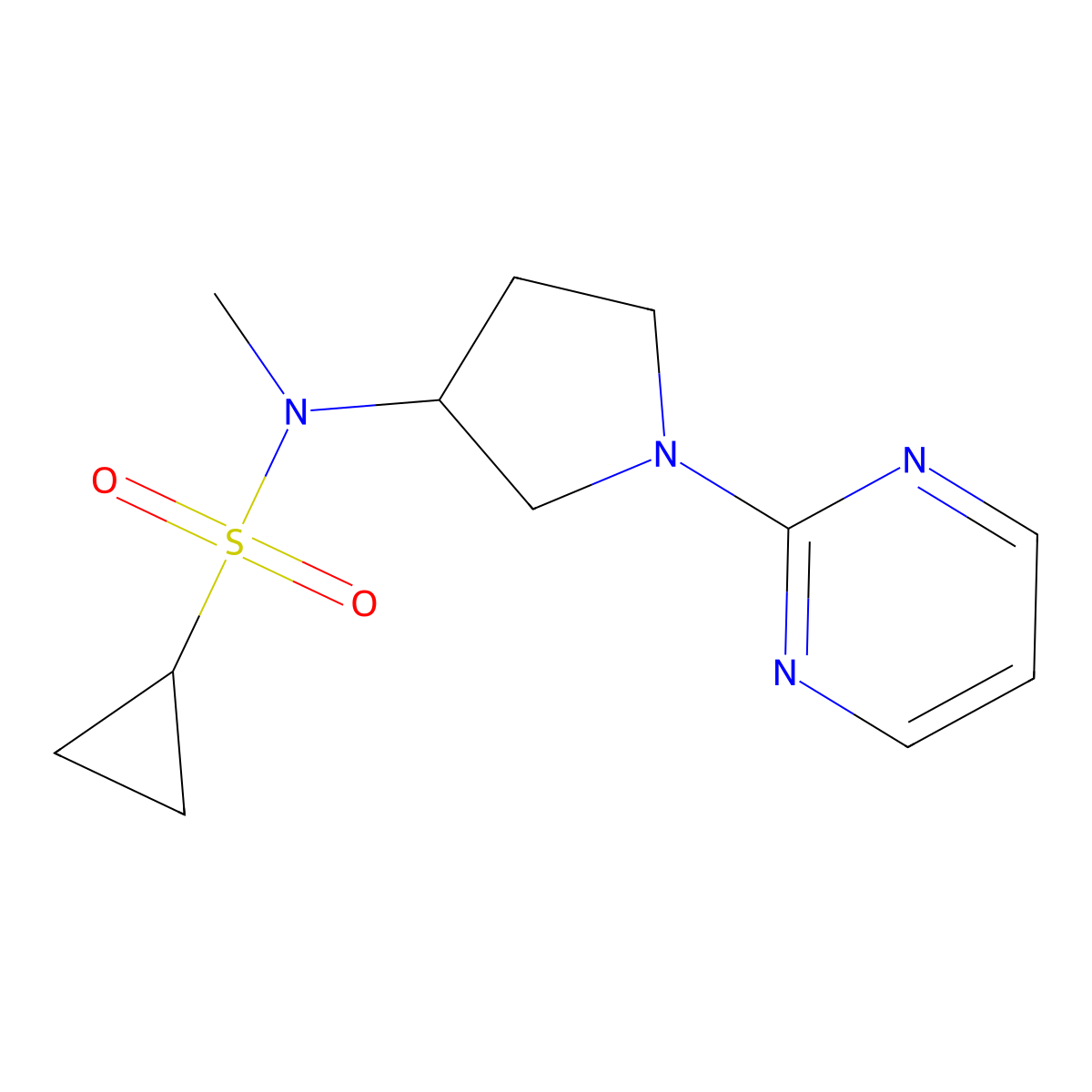N-methyl-N-[1-(pyrimidin-2-yl)pyrrolidin-3-yl]cyclopropanesulfonamide molecular structure, CAS 2549048-17-9