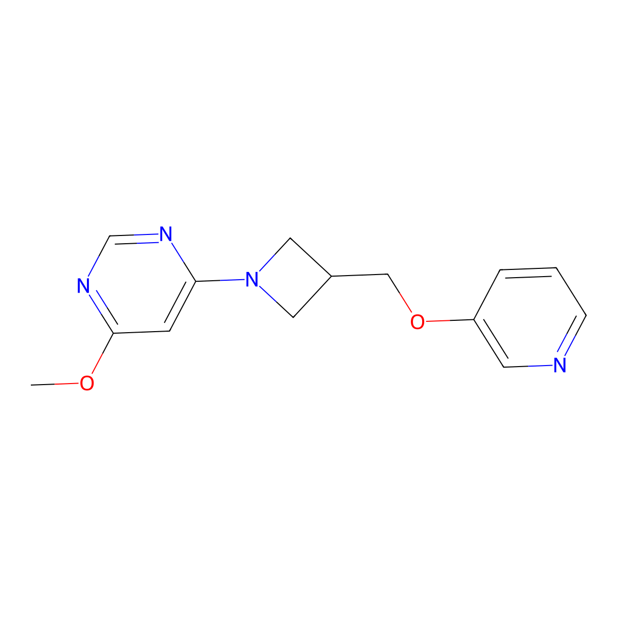 4-Methoxy-6-{3-[(pyridin-3-yloxy)methyl]azetidin-1-yl}pyrimidine molecular structure, CAS 2549048-21-5