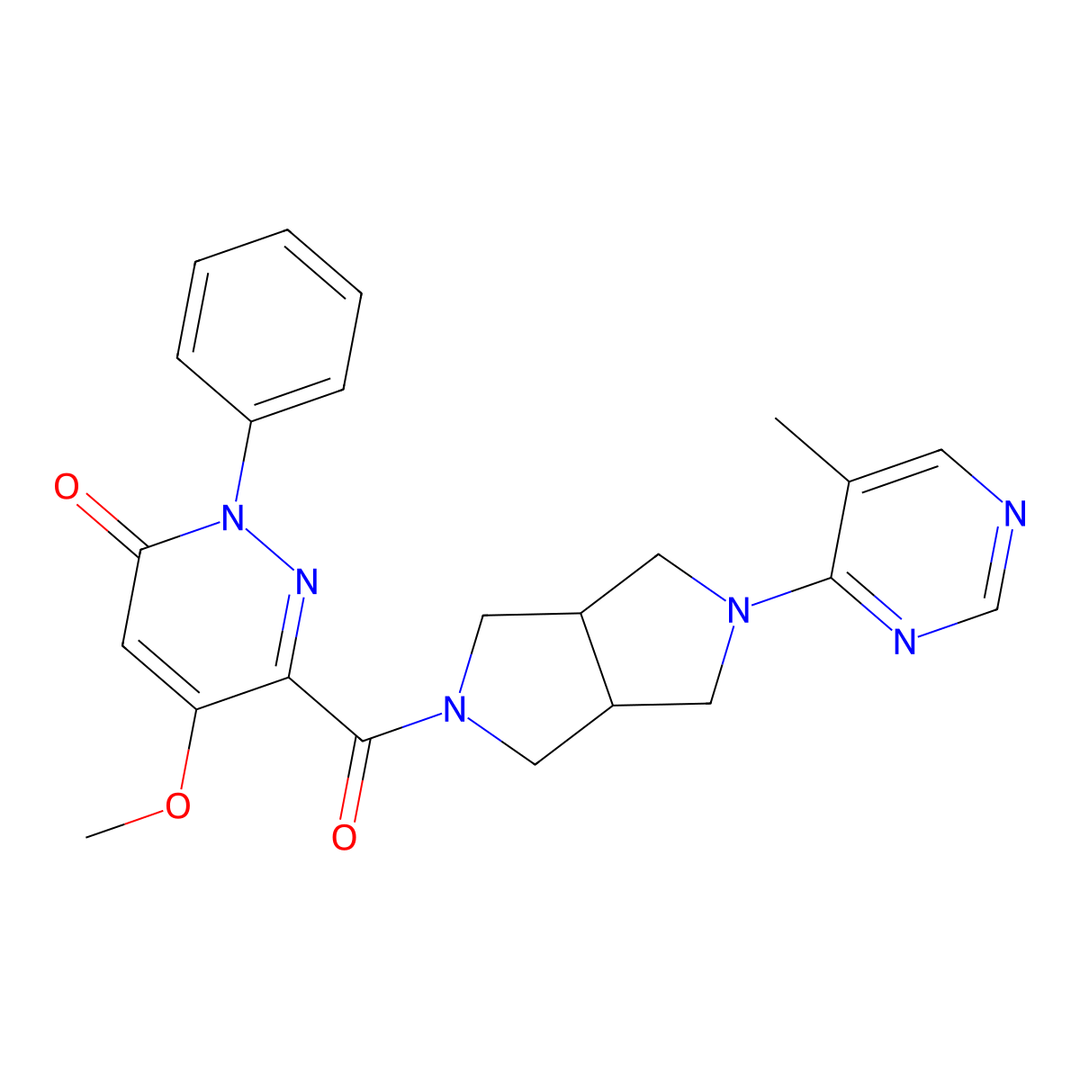 5-Methoxy-6-[5-(5-methylpyrimidin-4-yl)-octahydropyrrolo[3,4-c]pyrrole-2-carbonyl]-2-phenyl-2,3-dihydropyridazin-3-one molecular structure, CAS 2549048-22-6